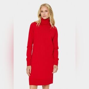 Lands' End Pure Merino Wool Cable Knit Sweater Dress Medium